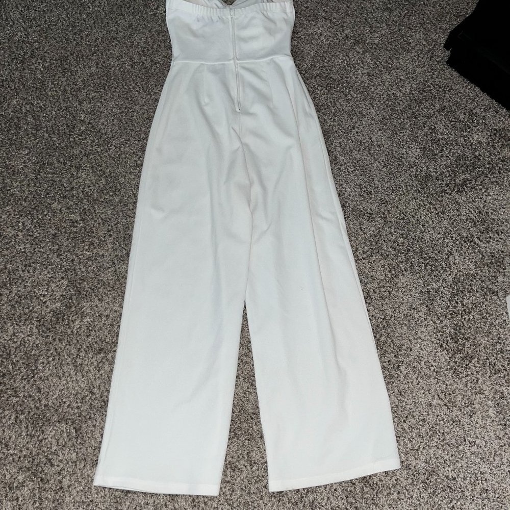 strapless white jumpsuit